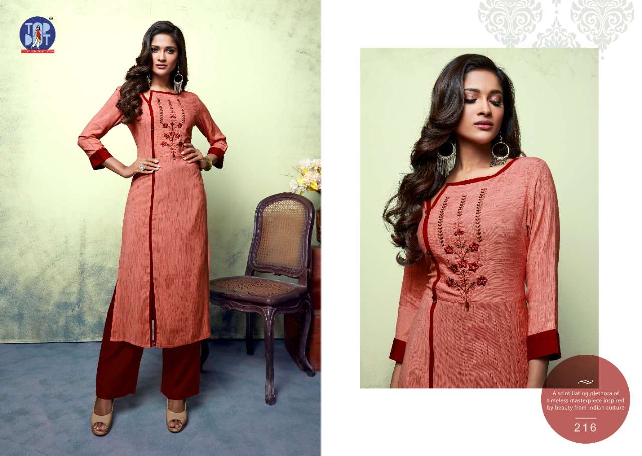 SHEEN BY TOP DOT 211 TO 218 SERIES BEAUTIFUL STYLISH FANCY COLORFUL CASUAL WEAR & ETHNIC WEAR & READY TO WEAR HANDLOOM RAYON/COTTON EMBROIDERED KURTIS AT WHOLESALE PRICE