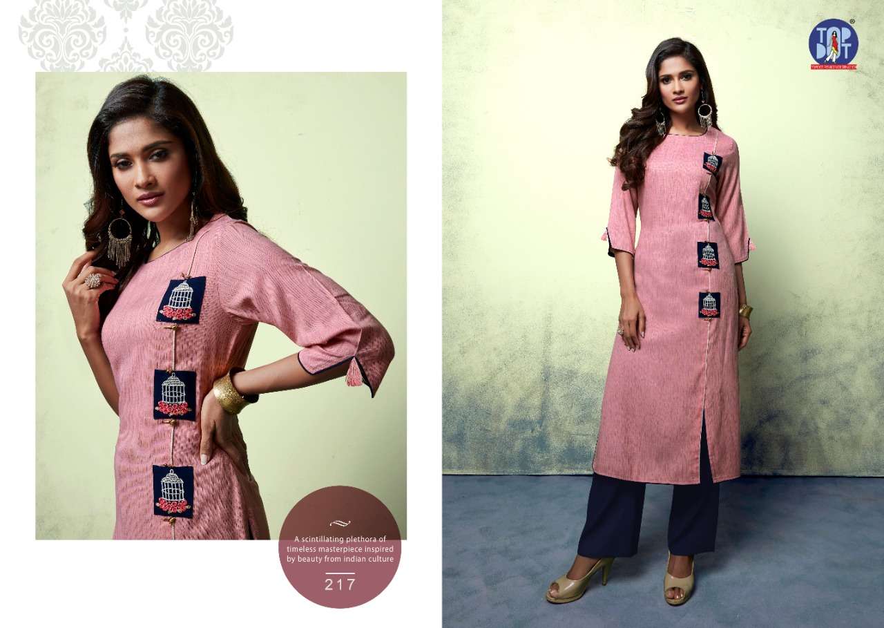 SHEEN BY TOP DOT 211 TO 218 SERIES BEAUTIFUL STYLISH FANCY COLORFUL CASUAL WEAR & ETHNIC WEAR & READY TO WEAR HANDLOOM RAYON/COTTON EMBROIDERED KURTIS AT WHOLESALE PRICE