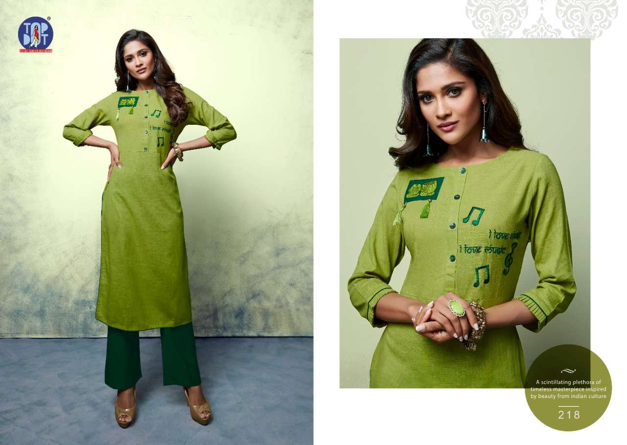 SHEEN BY TOP DOT 211 TO 218 SERIES BEAUTIFUL STYLISH FANCY COLORFUL CASUAL WEAR & ETHNIC WEAR & READY TO WEAR HANDLOOM RAYON/COTTON EMBROIDERED KURTIS AT WHOLESALE PRICE