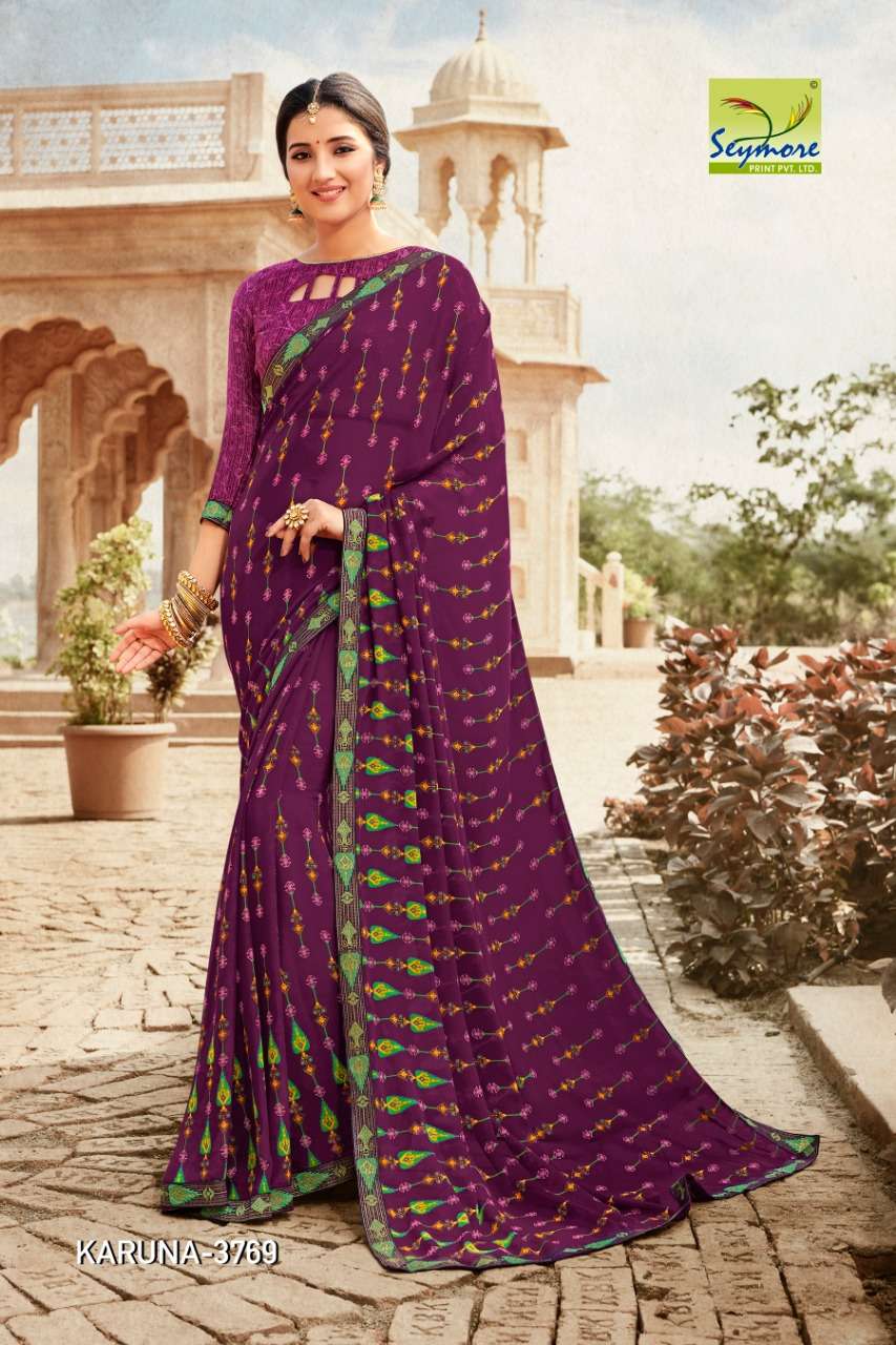KARUNA VOL-3B BY SEYMORE PRINTS 3767 TO 3776 SERIES INDIAN TRADITIONAL WEAR COLLECTION BEAUTIFUL STYLISH FANCY COLORFUL PARTY WEAR & OCCASIONAL WEAR GEORGETTE PRINTED SAREES AT WHOLESALE PRICE