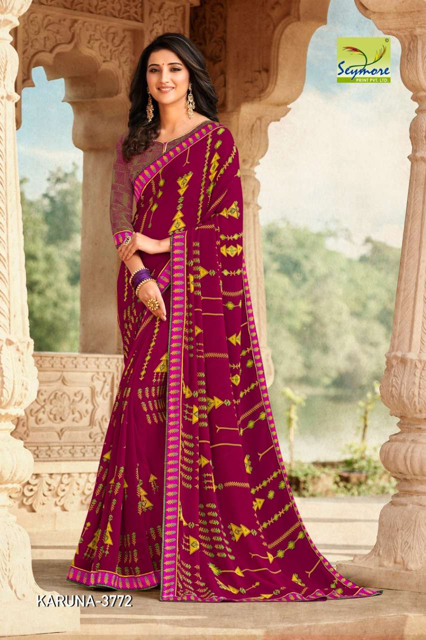 KARUNA VOL-3B BY SEYMORE PRINTS 3767 TO 3776 SERIES INDIAN TRADITIONAL WEAR COLLECTION BEAUTIFUL STYLISH FANCY COLORFUL PARTY WEAR & OCCASIONAL WEAR GEORGETTE PRINTED SAREES AT WHOLESALE PRICE