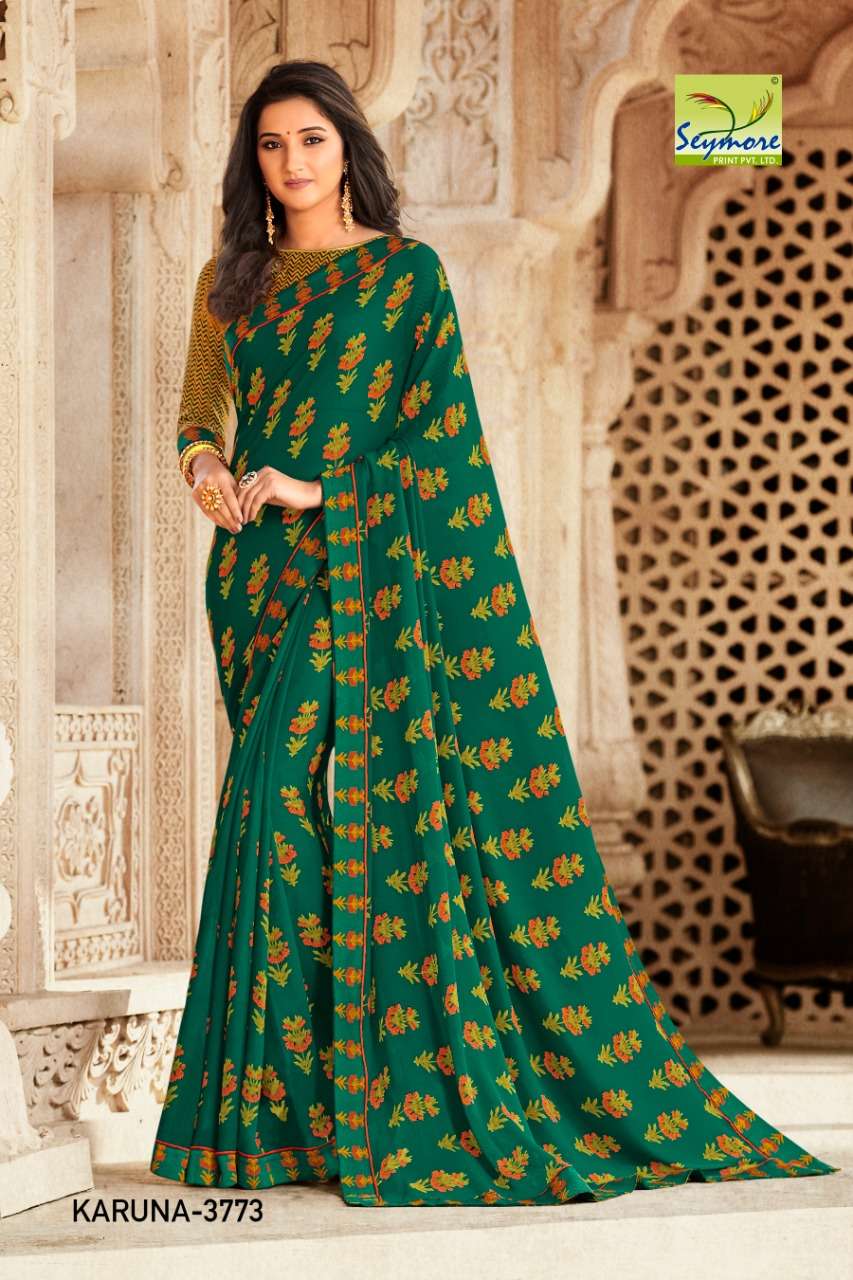 KARUNA VOL-3B BY SEYMORE PRINTS 3767 TO 3776 SERIES INDIAN TRADITIONAL WEAR COLLECTION BEAUTIFUL STYLISH FANCY COLORFUL PARTY WEAR & OCCASIONAL WEAR GEORGETTE PRINTED SAREES AT WHOLESALE PRICE