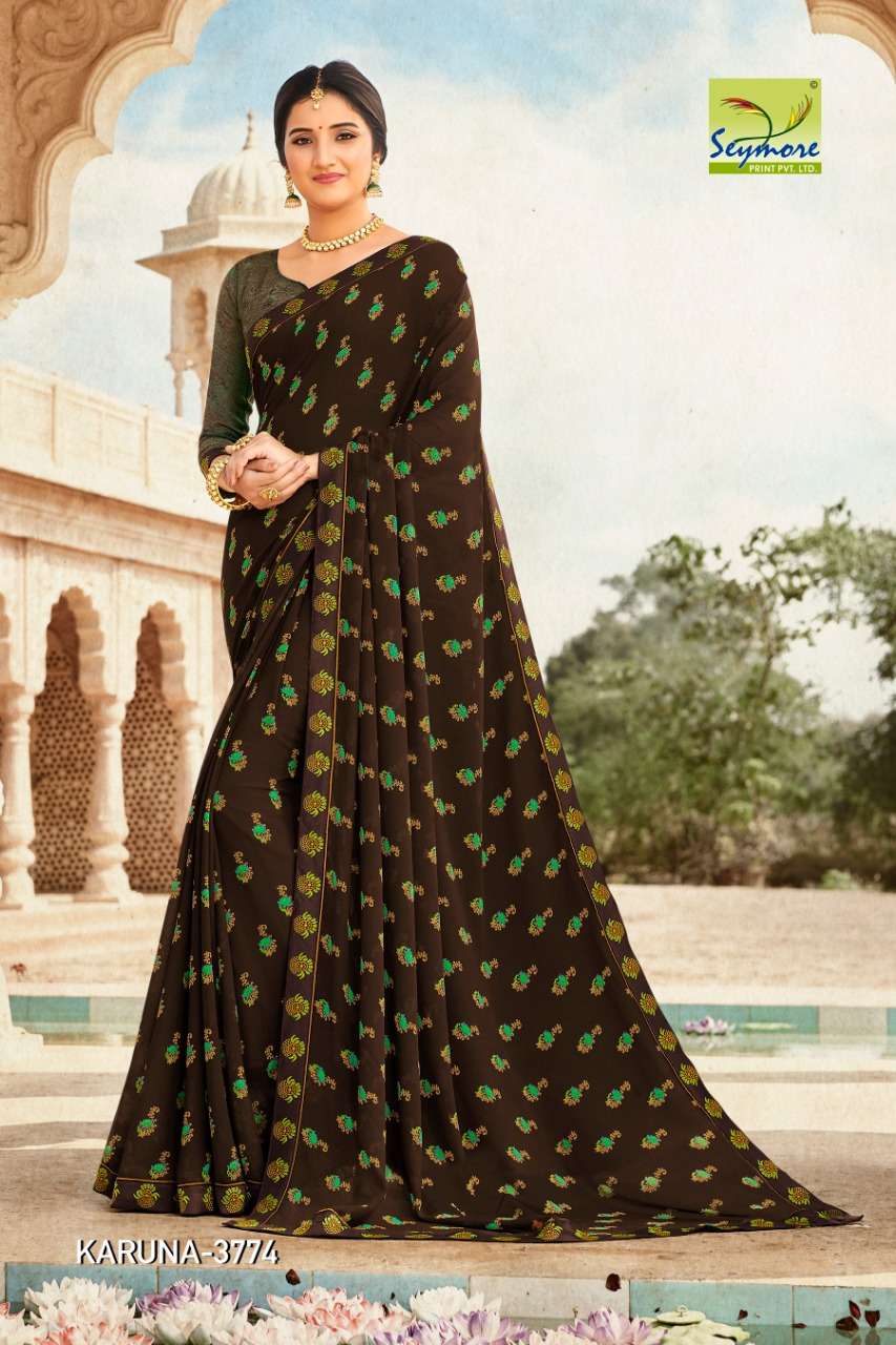KARUNA VOL-3B BY SEYMORE PRINTS 3767 TO 3776 SERIES INDIAN TRADITIONAL WEAR COLLECTION BEAUTIFUL STYLISH FANCY COLORFUL PARTY WEAR & OCCASIONAL WEAR GEORGETTE PRINTED SAREES AT WHOLESALE PRICE