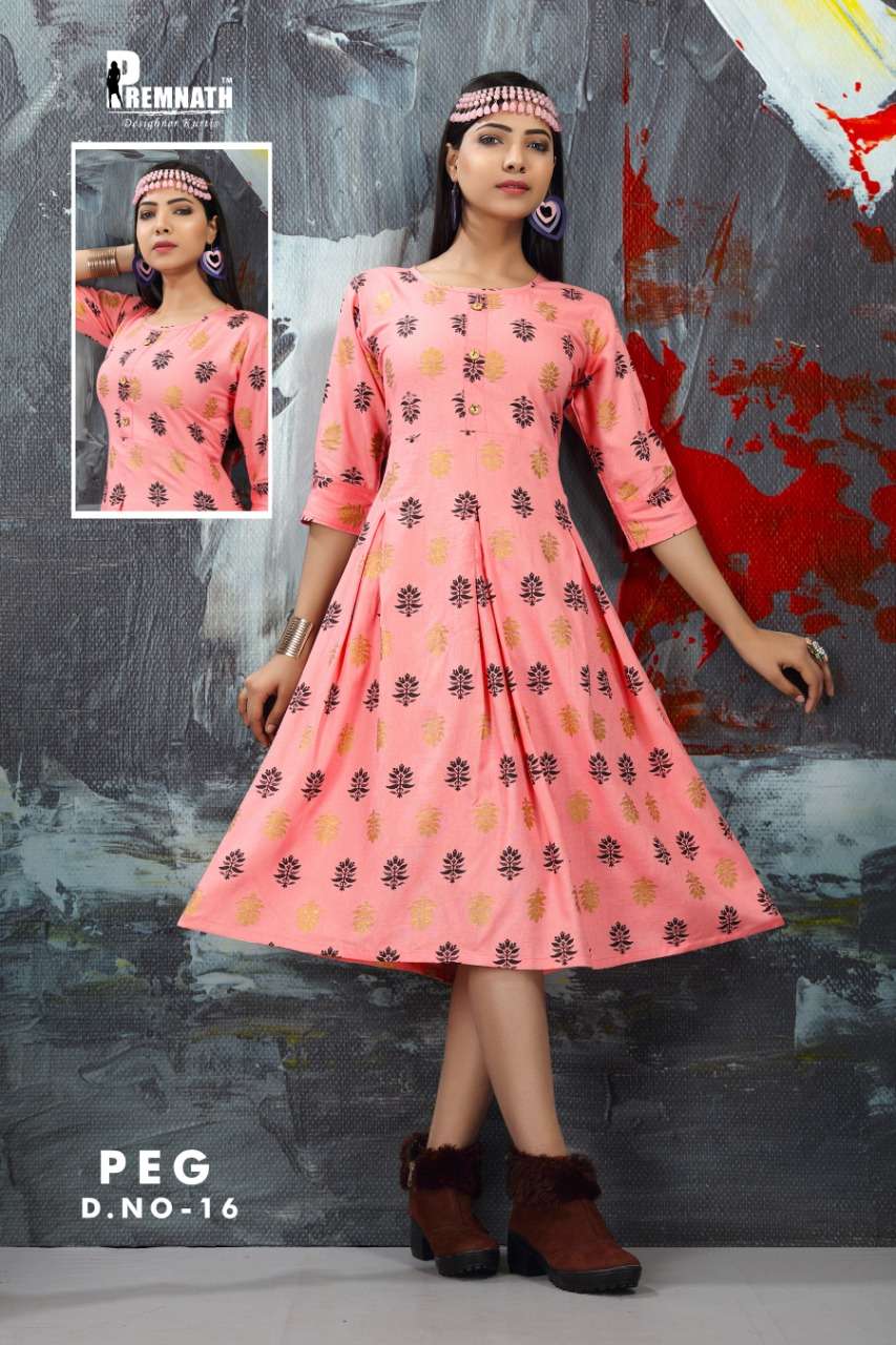 PEG BY PREMNATH 13 TO 27 SERIES BEAUTIFUL STYLISH FANCY COLORFUL CASUAL WEAR & ETHNIC WEAR RAYON PRINTED KURTIS AT WHOLESALE PRICE