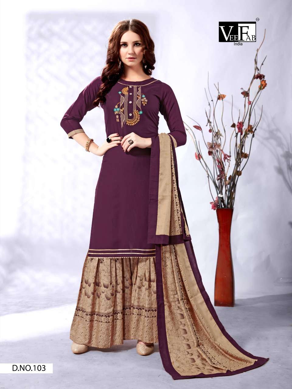 SENORITA VOL-1 BY VEE FAB 101 TO 108 SERIES DESIGNER SHARARA SUITS BEAUTIFUL STYLISH FANCY COLORFUL PARTY WEAR & OCCASIONAL WEAR RAYON EMBROIDERY DRESSES AT WHOLESALE PRICE
