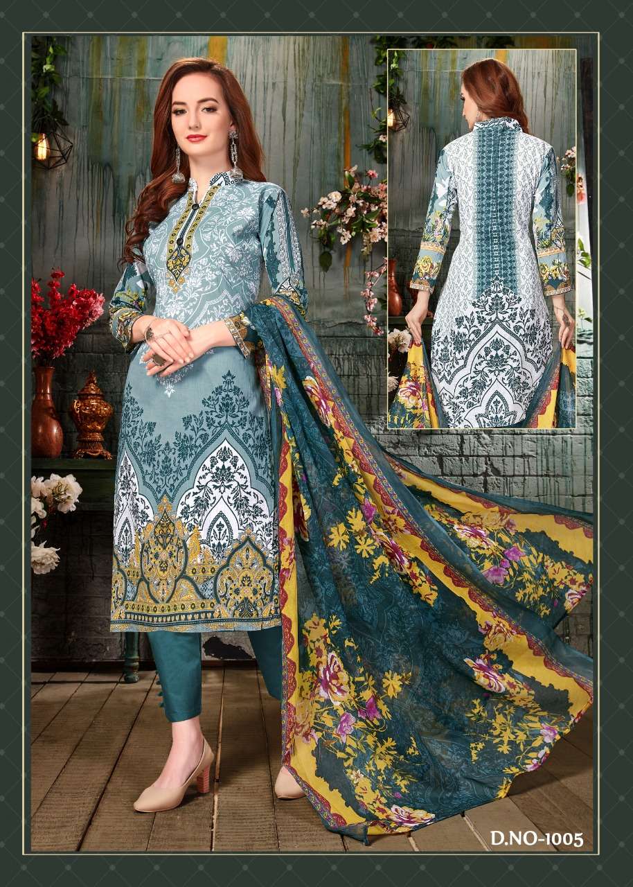 AAGHAAZ BY FARIYAS LAWN 1001 TO 1010 SERIES DESIGNER SUITS BEAUTIFUL FANCY COLORFUL STYLISH PARTY WEAR & OCCASIONAL WEAR PURE LAWN COTTON PRINTED DRESSES AT WHOLESALE PRICE
