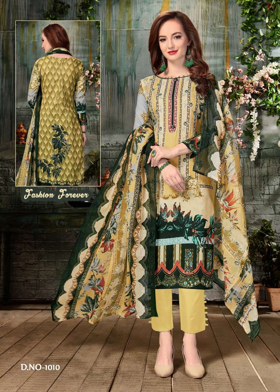 AAGHAAZ BY FARIYAS LAWN 1001 TO 1010 SERIES DESIGNER SUITS BEAUTIFUL FANCY COLORFUL STYLISH PARTY WEAR & OCCASIONAL WEAR PURE LAWN COTTON PRINTED DRESSES AT WHOLESALE PRICE