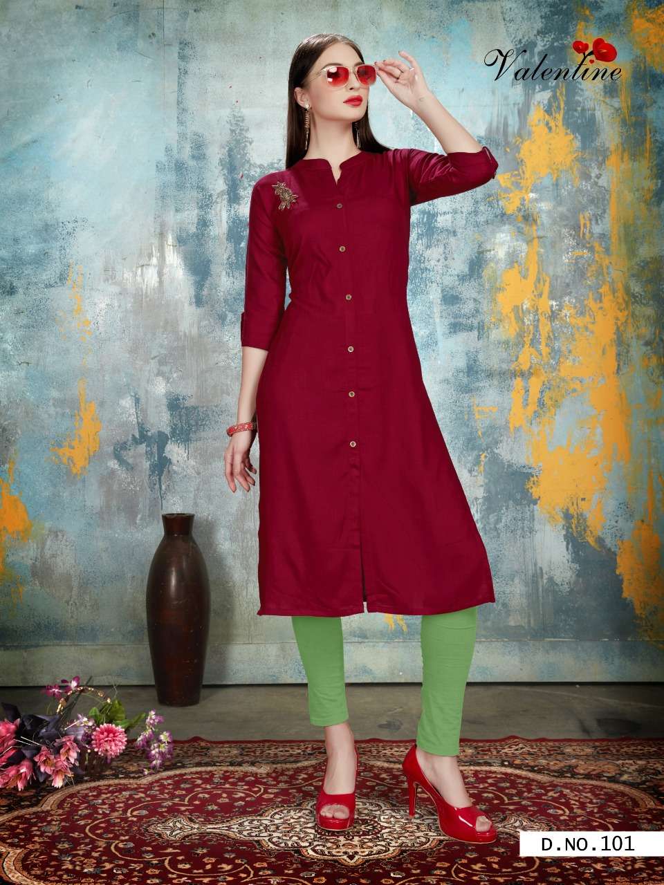 PEANUTS BY VALENTINE 101 TO 110 SERIES STYLISH FANCY BEAUTIFUL COLORFUL CASUAL WEAR & ETHNIC WEAR RAYON SLUB KURTIS AT WHOLESALE PRICE