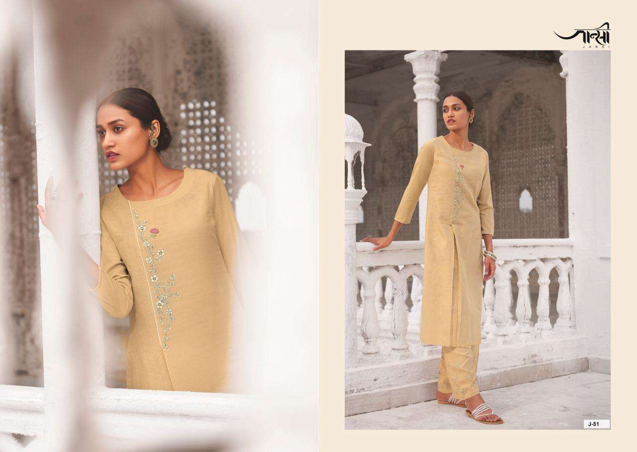 SAANJH BY JANSI 51 TO 58 SERIES STYLISH FANCY BEAUTIFUL COLORFUL CASUAL WEAR & ETHNIC WEAR LINEN COTTON KURTIS AT WHOLESALE PRICE