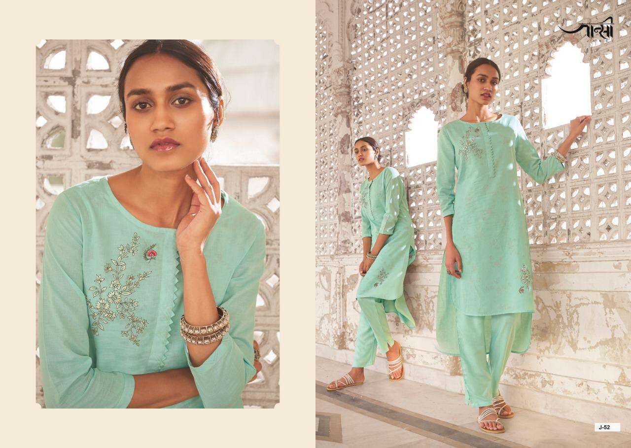 SAANJH BY JANSI 51 TO 58 SERIES STYLISH FANCY BEAUTIFUL COLORFUL CASUAL WEAR & ETHNIC WEAR LINEN COTTON KURTIS AT WHOLESALE PRICE