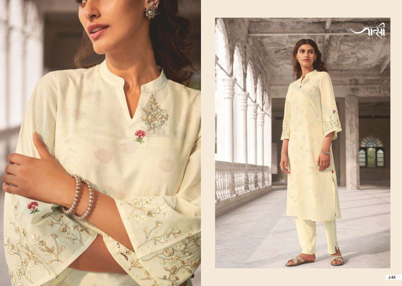 SAANJH BY JANSI 51 TO 58 SERIES STYLISH FANCY BEAUTIFUL COLORFUL CASUAL WEAR & ETHNIC WEAR LINEN COTTON KURTIS AT WHOLESALE PRICE