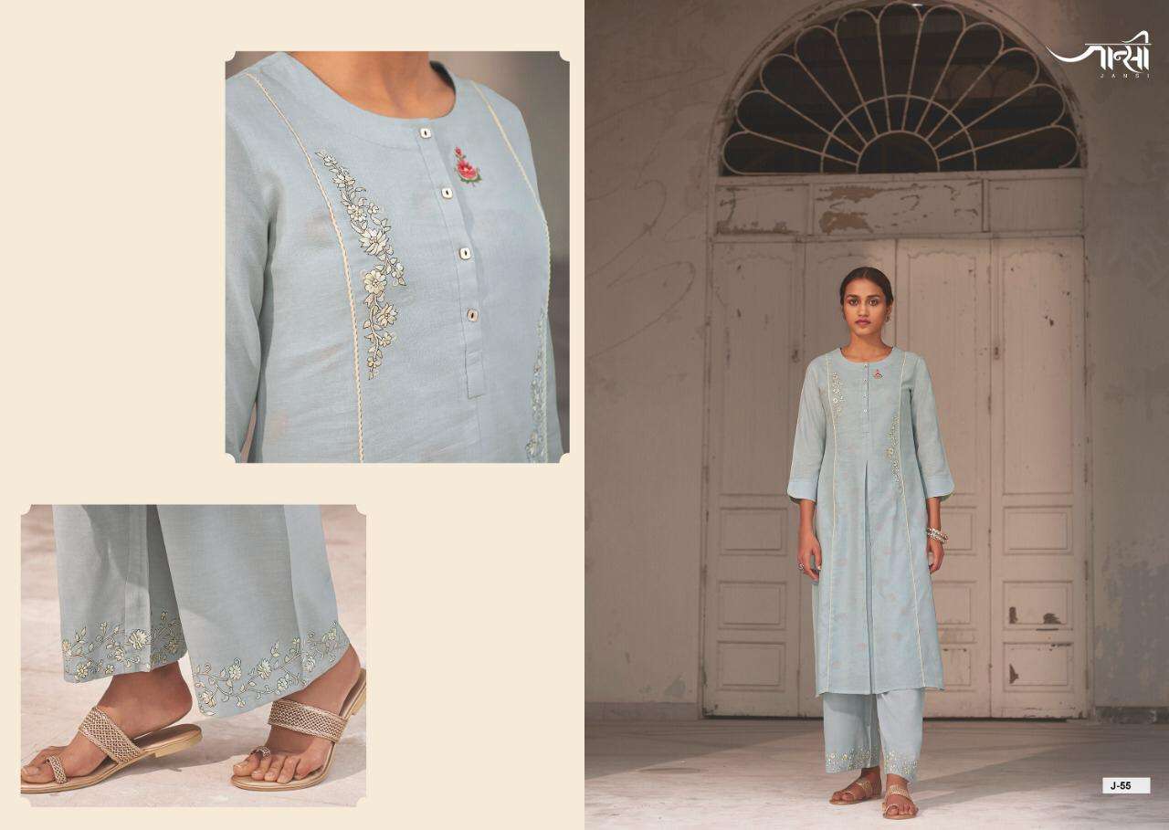 SAANJH BY JANSI 51 TO 58 SERIES STYLISH FANCY BEAUTIFUL COLORFUL CASUAL WEAR & ETHNIC WEAR LINEN COTTON KURTIS AT WHOLESALE PRICE