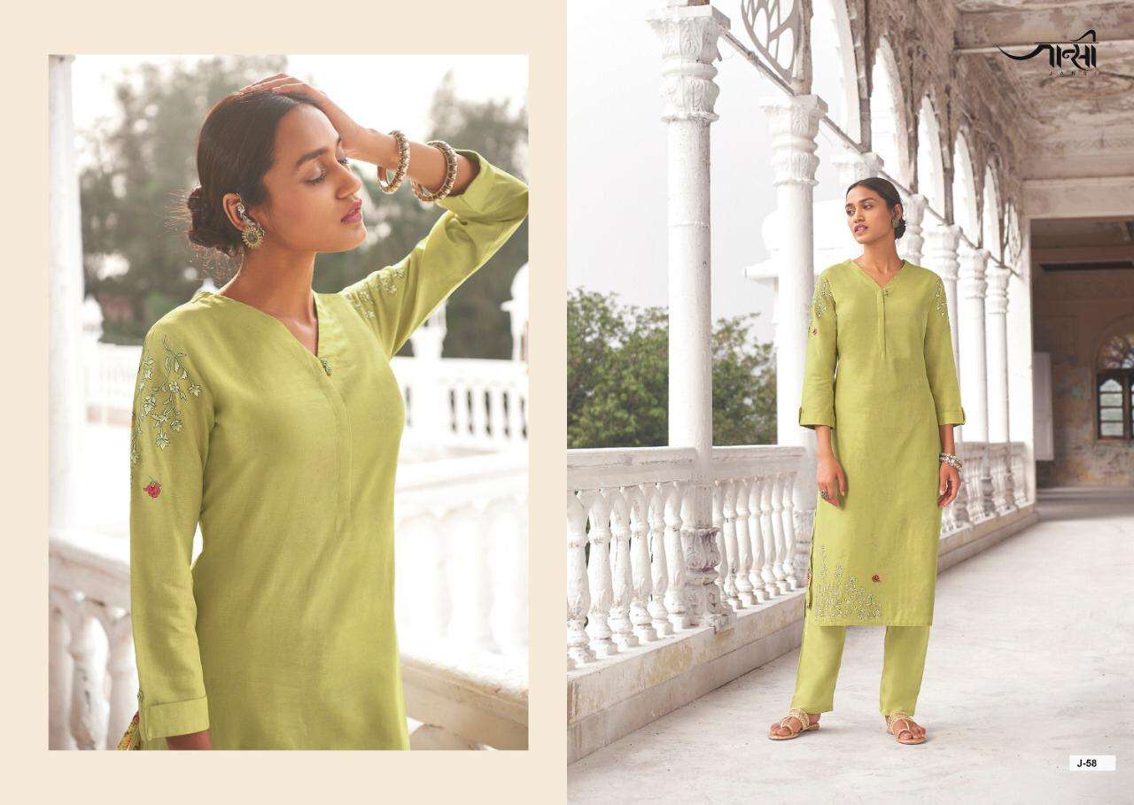 SAANJH BY JANSI 51 TO 58 SERIES STYLISH FANCY BEAUTIFUL COLORFUL CASUAL WEAR & ETHNIC WEAR LINEN COTTON KURTIS AT WHOLESALE PRICE