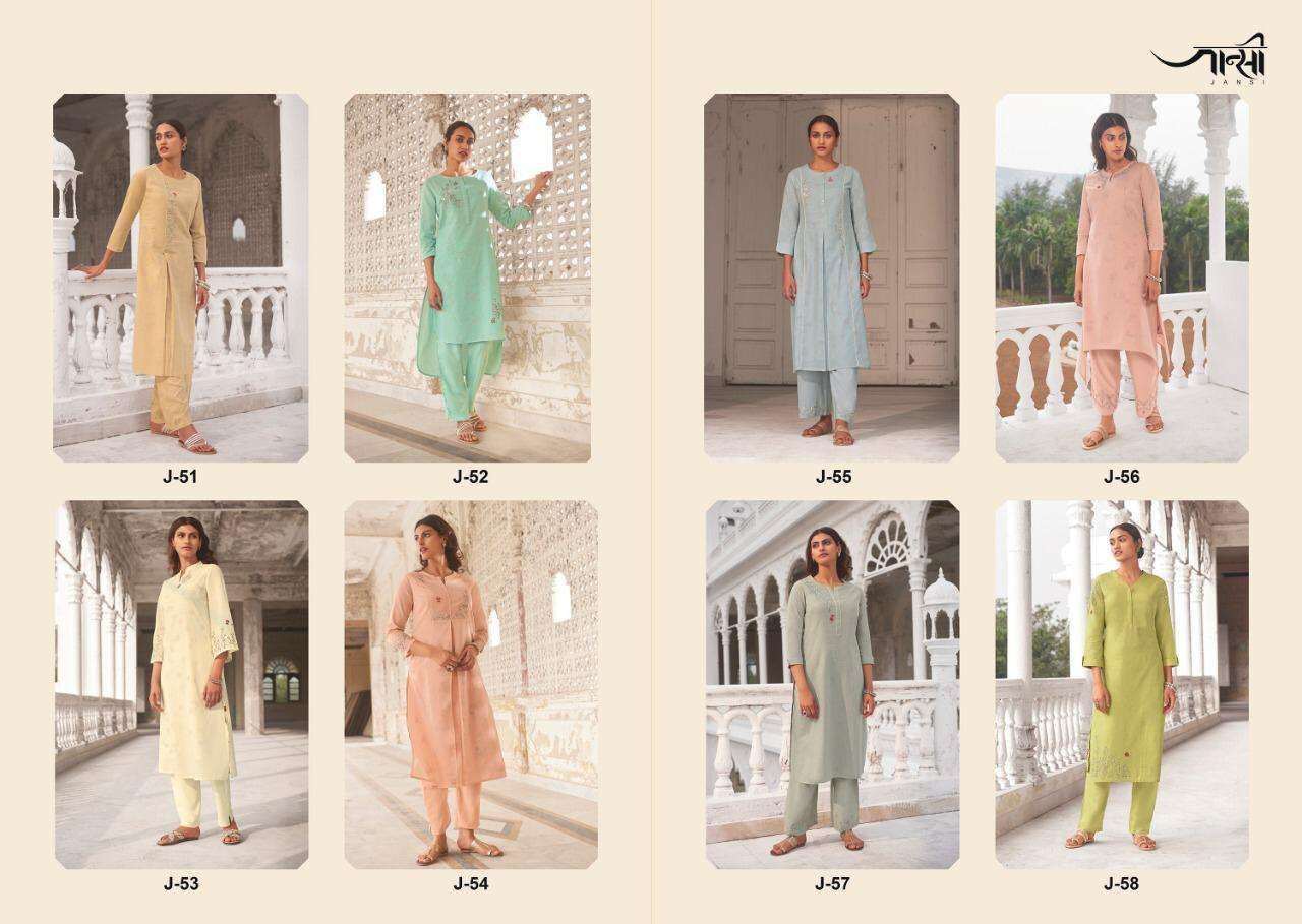 SAANJH BY JANSI 51 TO 58 SERIES STYLISH FANCY BEAUTIFUL COLORFUL CASUAL WEAR & ETHNIC WEAR LINEN COTTON KURTIS AT WHOLESALE PRICE
