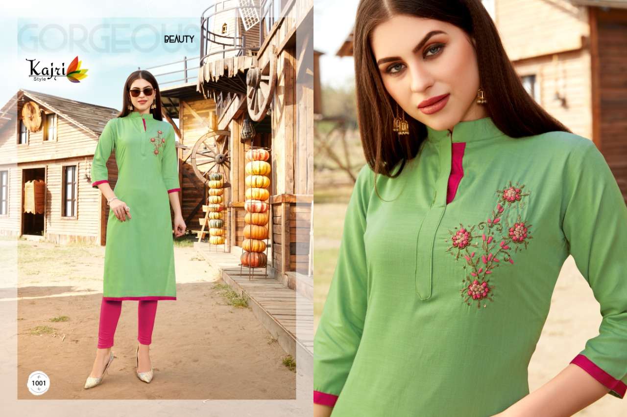 TOUCH WOOD BY KAJRI STYLE 1001 TO 1008 SERIES STYLISH FANCY BEAUTIFUL COLORFUL CASUAL WEAR & ETHNIC WEAR 14 KG HEAVY RAYON KURTIS AT WHOLESALE PRICE