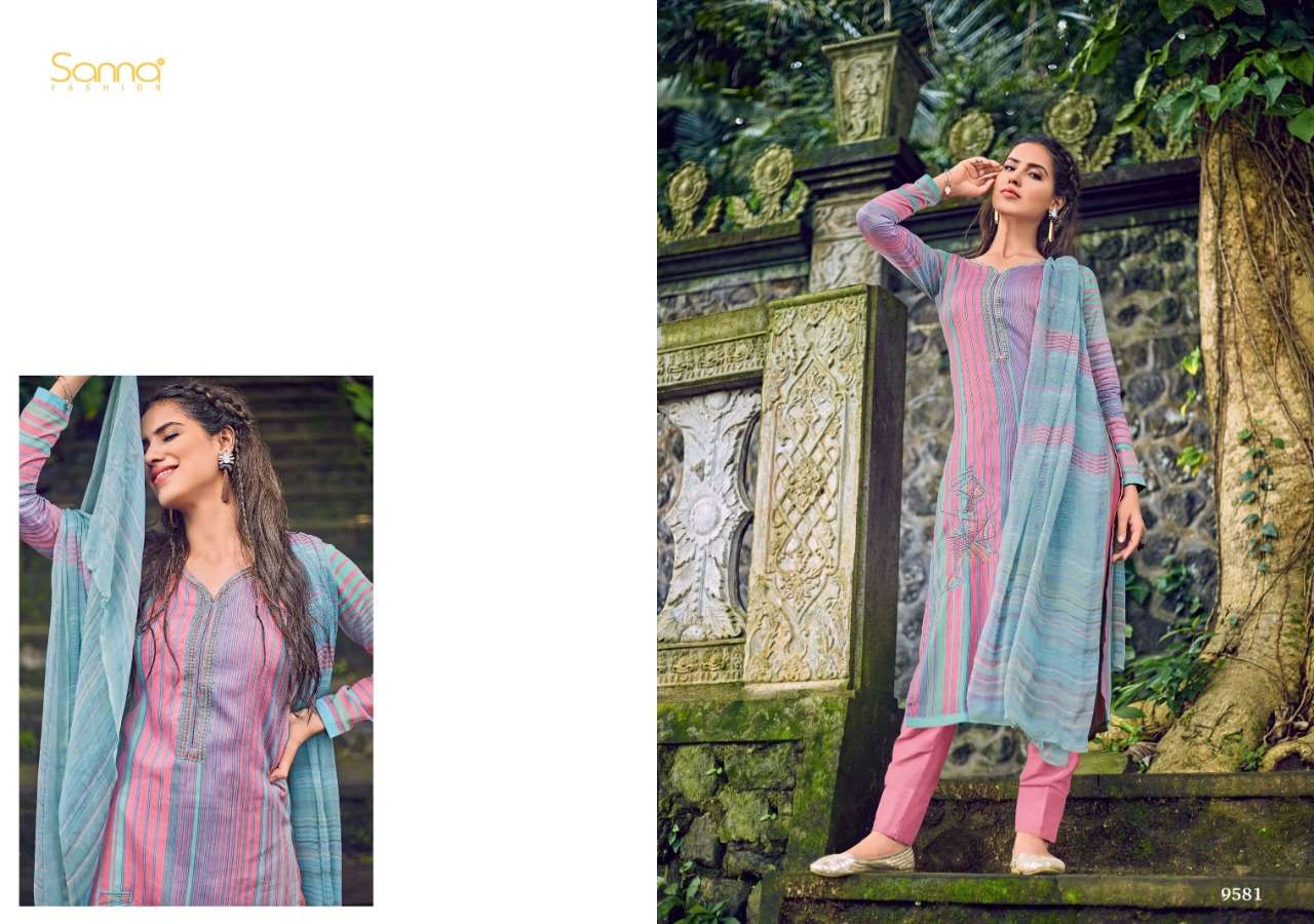 ROYAL TOUCH BY SANNA FASHION 9580 TO 9589 SERIES BEAUTIFUL SUITS STYLISH FANCY COLORFUL PARTY WEAR & OCCASIONAL WEAR PURE AZ COTTON JAM SILK DRESSES AT WHOLESALE PRICE