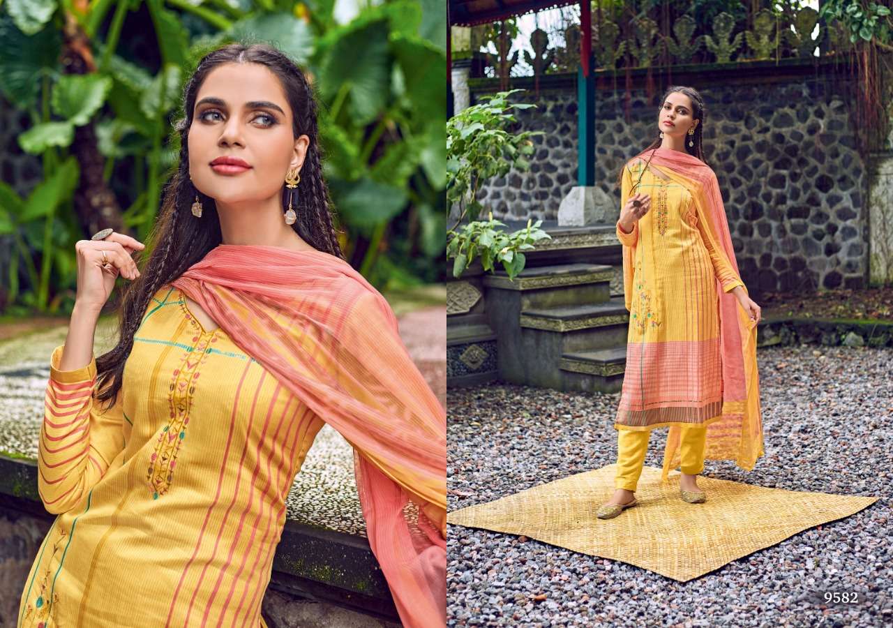 ROYAL TOUCH BY SANNA FASHION 9580 TO 9589 SERIES BEAUTIFUL SUITS STYLISH FANCY COLORFUL PARTY WEAR & OCCASIONAL WEAR PURE AZ COTTON JAM SILK DRESSES AT WHOLESALE PRICE