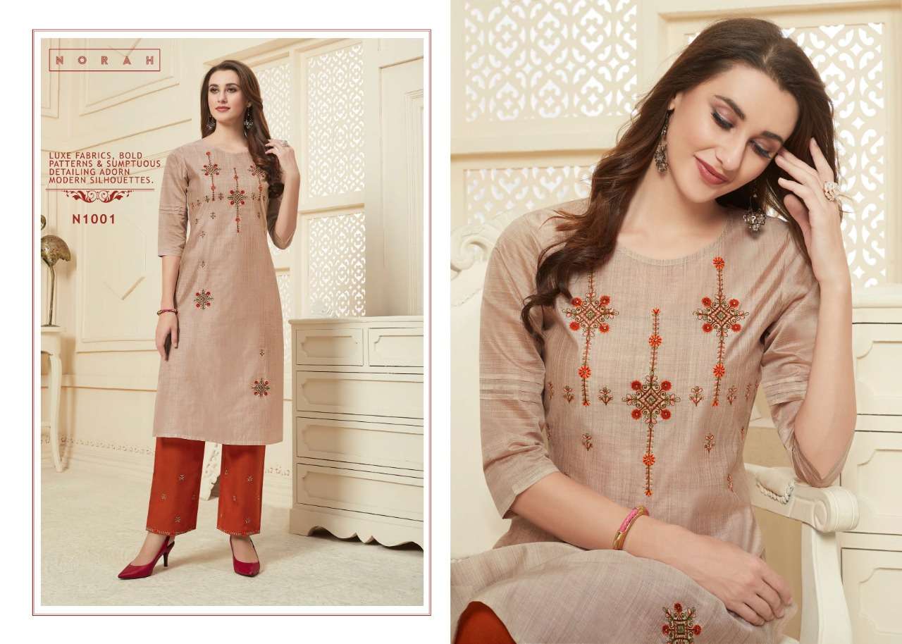NYRA BY NEHA FASHION 1001 TO 1006 SERIES STYLISH FANCY BEAUTIFUL COLORFUL CASUAL WEAR & ETHNIC WEAR SILK SLUB TWO TONE EMBROIDERED KURTIS WITH BOTTOM AT WHOLESALE PRICE