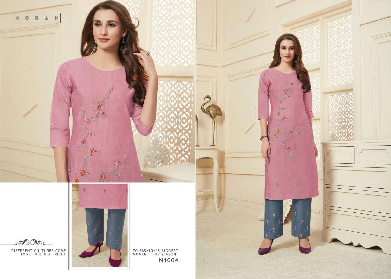 NYRA BY NEHA FASHION 1001 TO 1006 SERIES STYLISH FANCY BEAUTIFUL COLORFUL CASUAL WEAR & ETHNIC WEAR SILK SLUB TWO TONE EMBROIDERED KURTIS WITH BOTTOM AT WHOLESALE PRICE
