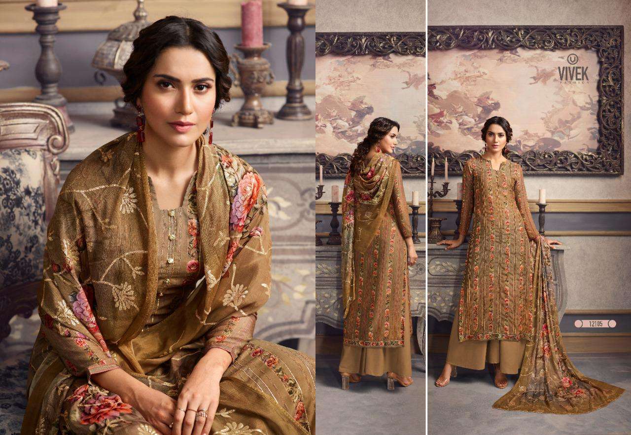 PARINA VOL-8 BY VIBEK FASHION 12101 TO 12108 SERIES DESIGNER SHARARA SUITS BEAUTIFUL STYLISH FANCY COLORFUL PARTY WEAR & OCCASIONAL WEAR PURE MUSLIN SILK DIGITAL PRINTED DRESSES AT WHOLESALE PRICE