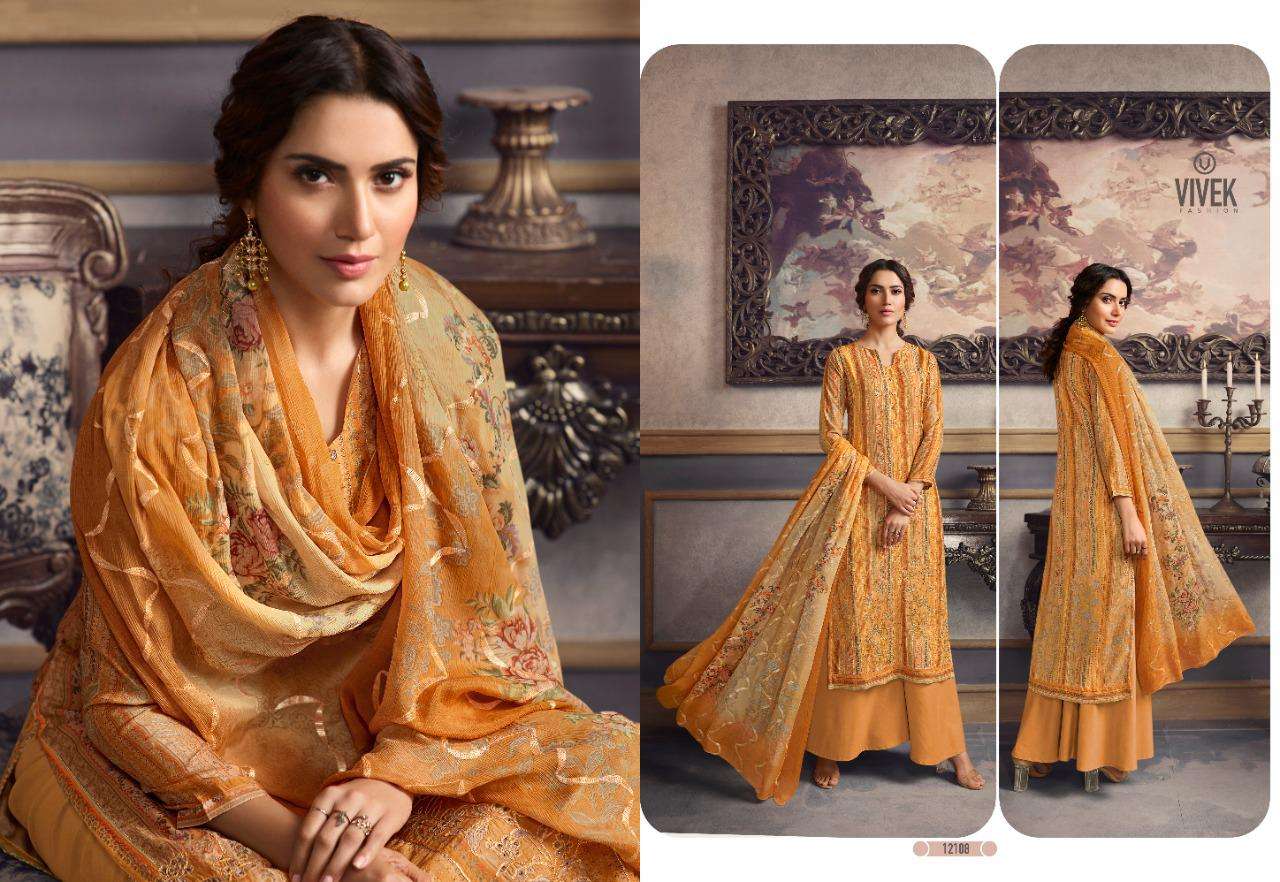 PARINA VOL-8 BY VIBEK FASHION 12101 TO 12108 SERIES DESIGNER SHARARA SUITS BEAUTIFUL STYLISH FANCY COLORFUL PARTY WEAR & OCCASIONAL WEAR PURE MUSLIN SILK DIGITAL PRINTED DRESSES AT WHOLESALE PRICE