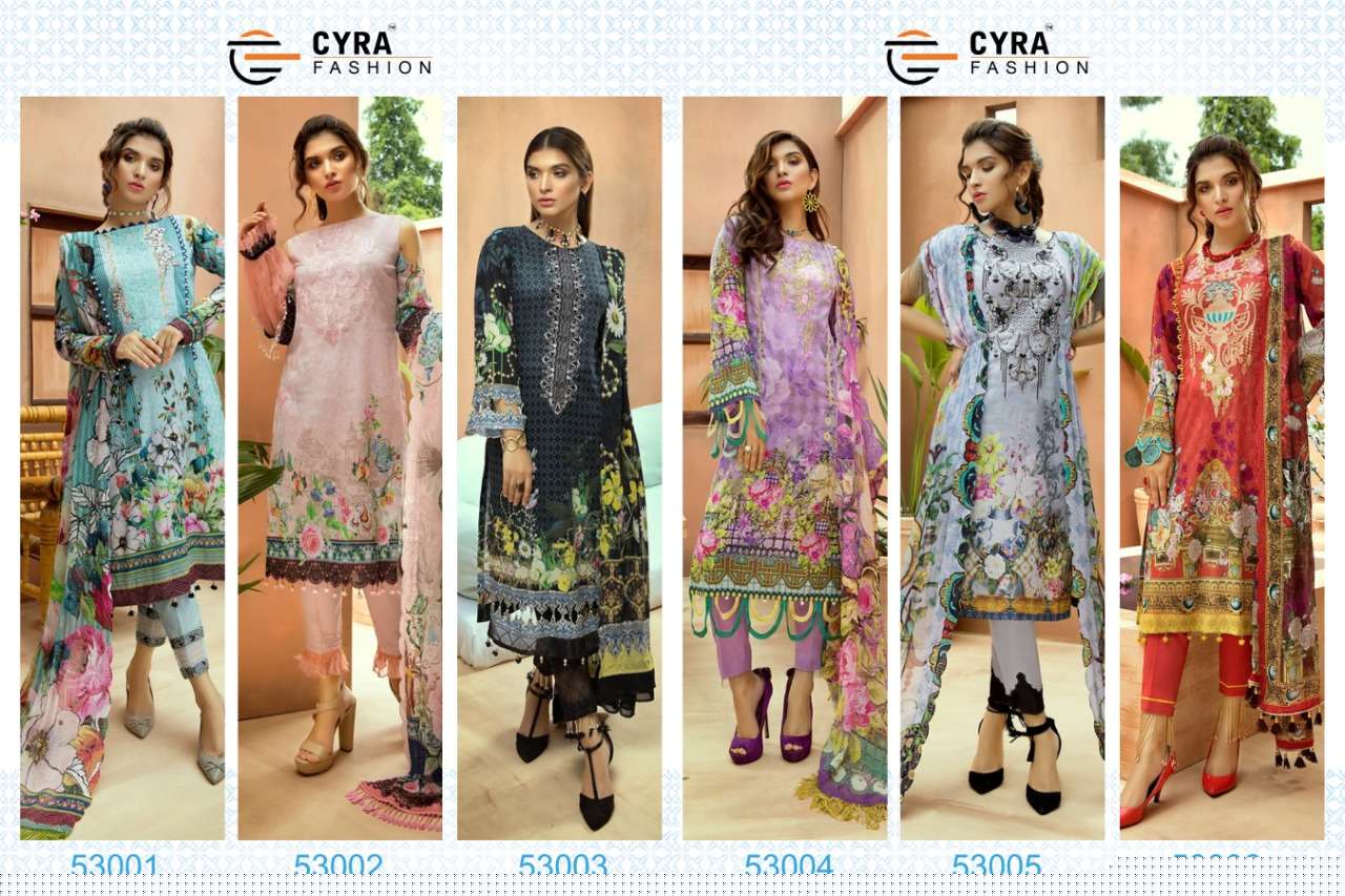 ALIZAH VOL-3 BY CYRA FASHION 53001 TO 53006 SERIES DESIGNER PAKISTANI SUITS BEAUTIFUL STYLISH FANCY COLORFUL PARTY WEAR & OCCASIONAL WEAR JAM COTTON WITH DIGITAL PRINTED DRESSES AT WHOLESALE PRICE