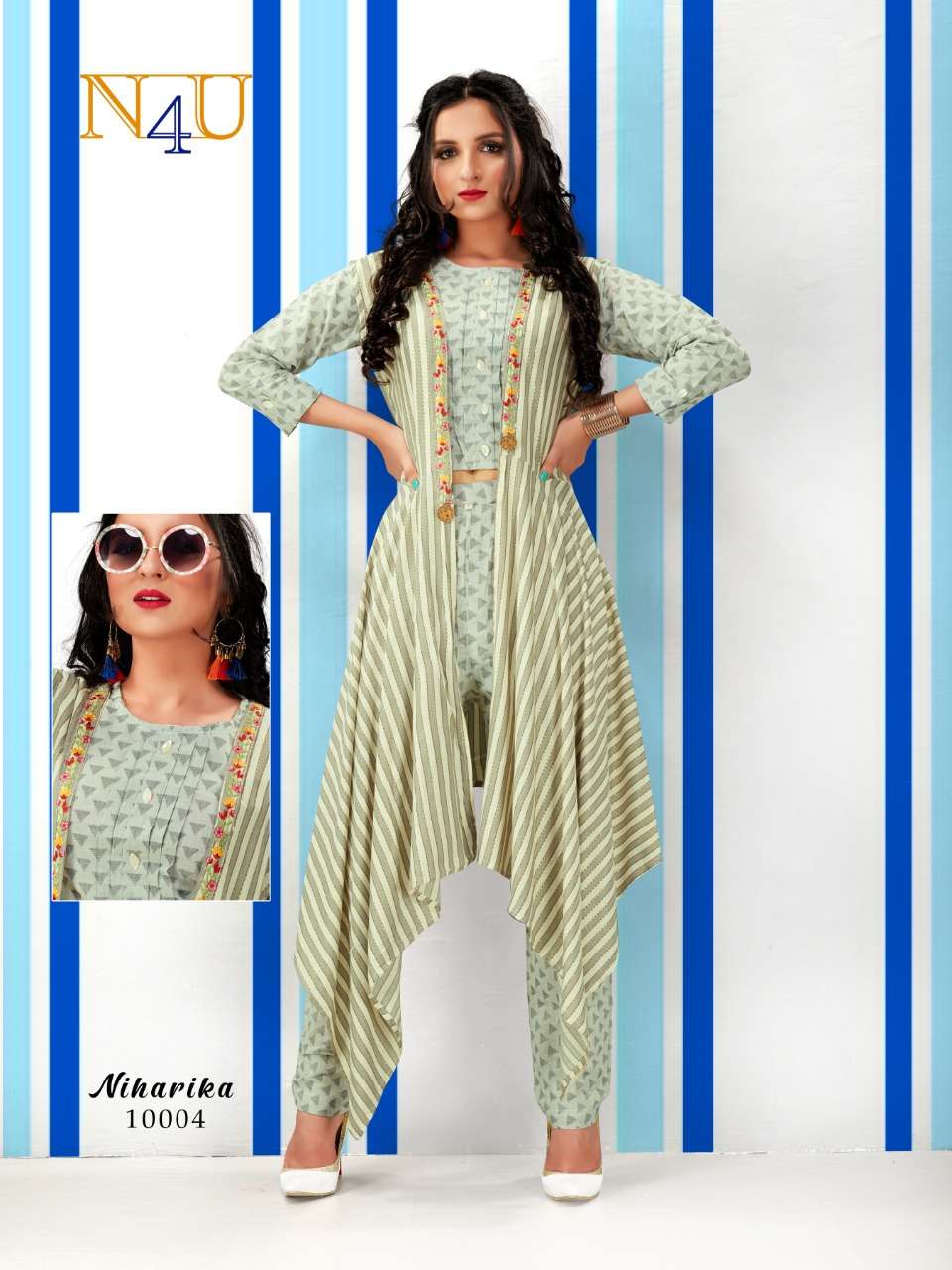 NIHARIKA BY N4U 10001 TO 10005 SERIES STYLISH FANCY BEAUTIFUL COLORFUL CASUAL WEAR & ETHNIC WEAR RAYON/SOUTH COTTON KURTIS WITH BOTTOM AT WHOLESALE PRICE