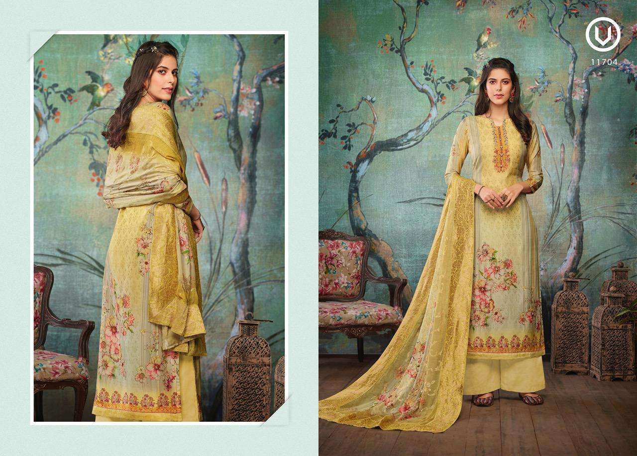 ROMA VOL-2 BY VIVEK FASHION 11701 TO 11708 SERIES DESIGNER SHARARA SUITS BEAUTIFUL STYLISH FANCY COLORFUL PARTY WEAR & OCCASIONAL WEAR PURE MUSLIN DIGITAL PRINTED DRESSES AT WHOLESALE PRICE