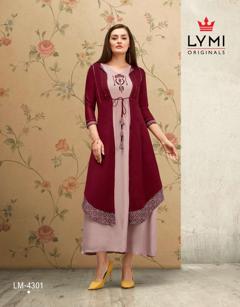 HALL MARK BY LYMI ORIGINAL 4301 TO 4308 SERIES STYLISH FANCY BEAUTIFUL COLORFUL CASUAL WEAR & ETHNIC WEAR HAND WORK RAYON KURTIS AT WHOLESALE PRICE