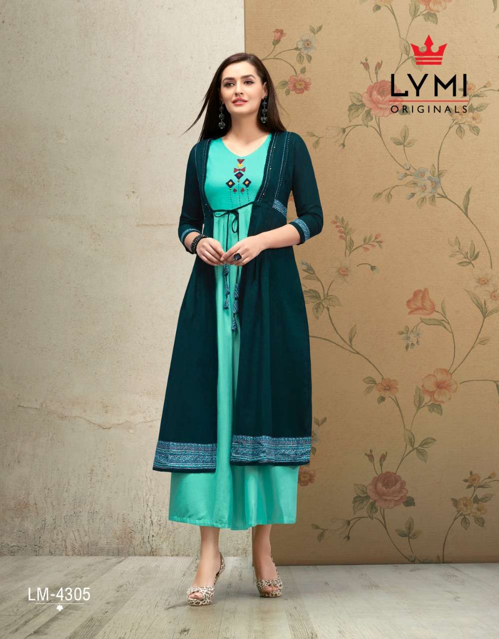 HALL MARK BY LYMI ORIGINAL 4301 TO 4308 SERIES STYLISH FANCY BEAUTIFUL COLORFUL CASUAL WEAR & ETHNIC WEAR HAND WORK RAYON KURTIS AT WHOLESALE PRICE