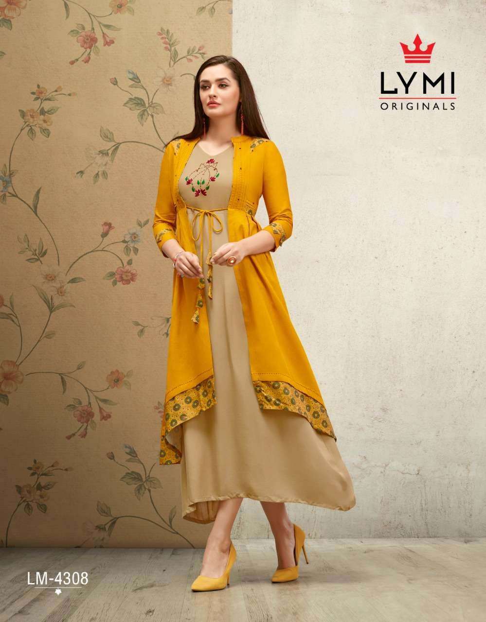 HALL MARK BY LYMI ORIGINAL 4301 TO 4308 SERIES STYLISH FANCY BEAUTIFUL COLORFUL CASUAL WEAR & ETHNIC WEAR HAND WORK RAYON KURTIS AT WHOLESALE PRICE