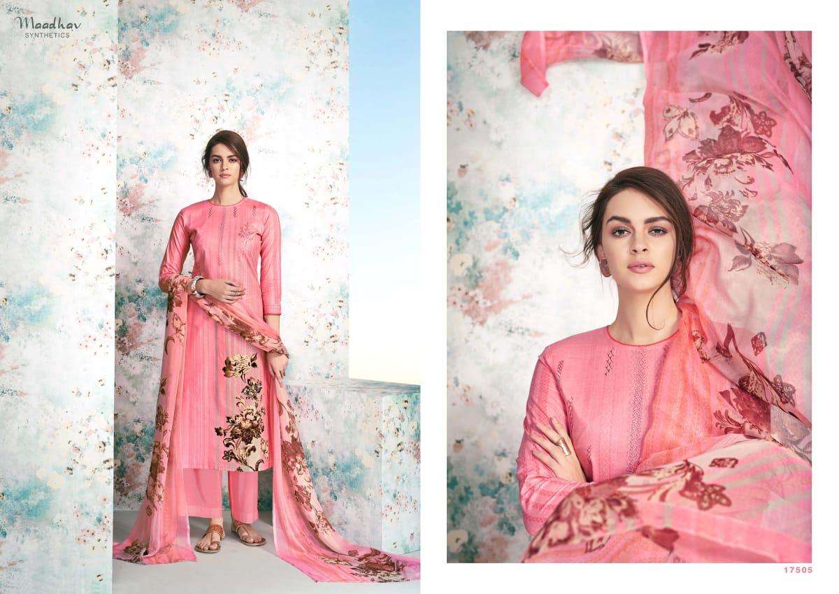 ELITE BY MAADHAV SYNTHETIC 17501 TO 17508 SERIES BEAUTIFUL SUITS STYLISH FANCY COLORFUL PARTY WEAR & OCCASIONAL WEAR PURE JAM NEGATIVE PRINTED DRESSES AT WHOLESALE PRICE
