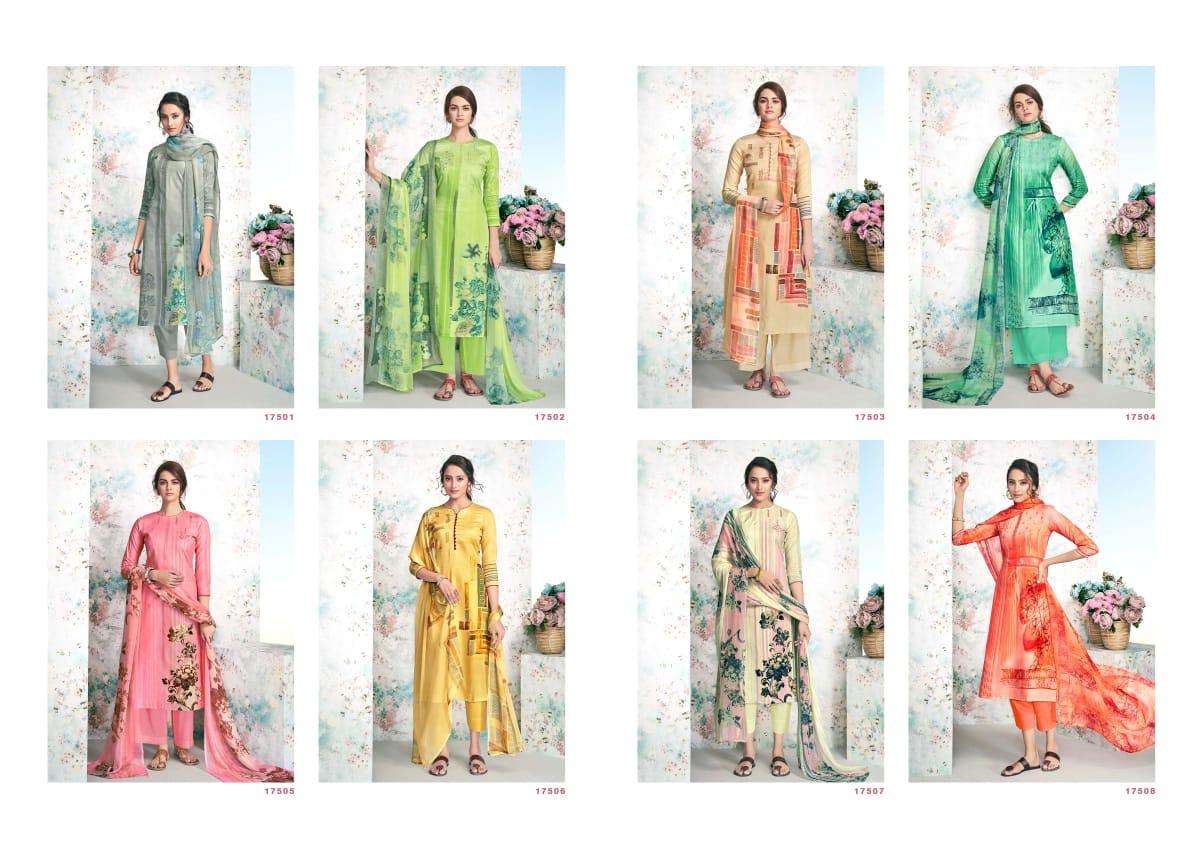 ELITE BY MAADHAV SYNTHETIC 17501 TO 17508 SERIES BEAUTIFUL SUITS STYLISH FANCY COLORFUL PARTY WEAR & OCCASIONAL WEAR PURE JAM NEGATIVE PRINTED DRESSES AT WHOLESALE PRICE