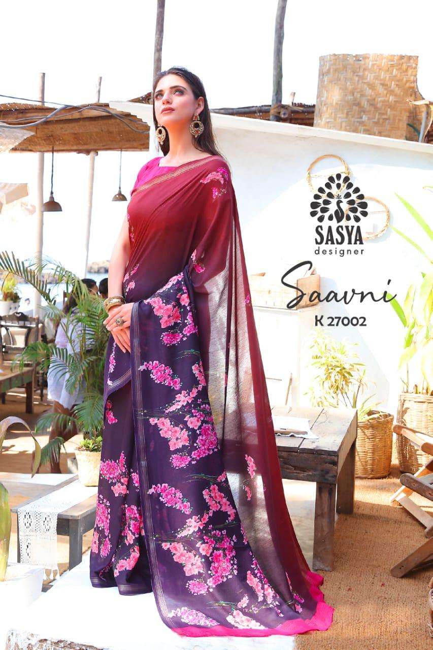 SAAVNI BY SASYA DESIGNER 27001 TO 27010 SERIES INDIAN TRADITIONAL WEAR COLLECTION BEAUTIFUL STYLISH FANCY COLORFUL PARTY WEAR & OCCASIONAL WEAR MAL MAL COTTON SAREES AT WHOLESALE PRICE