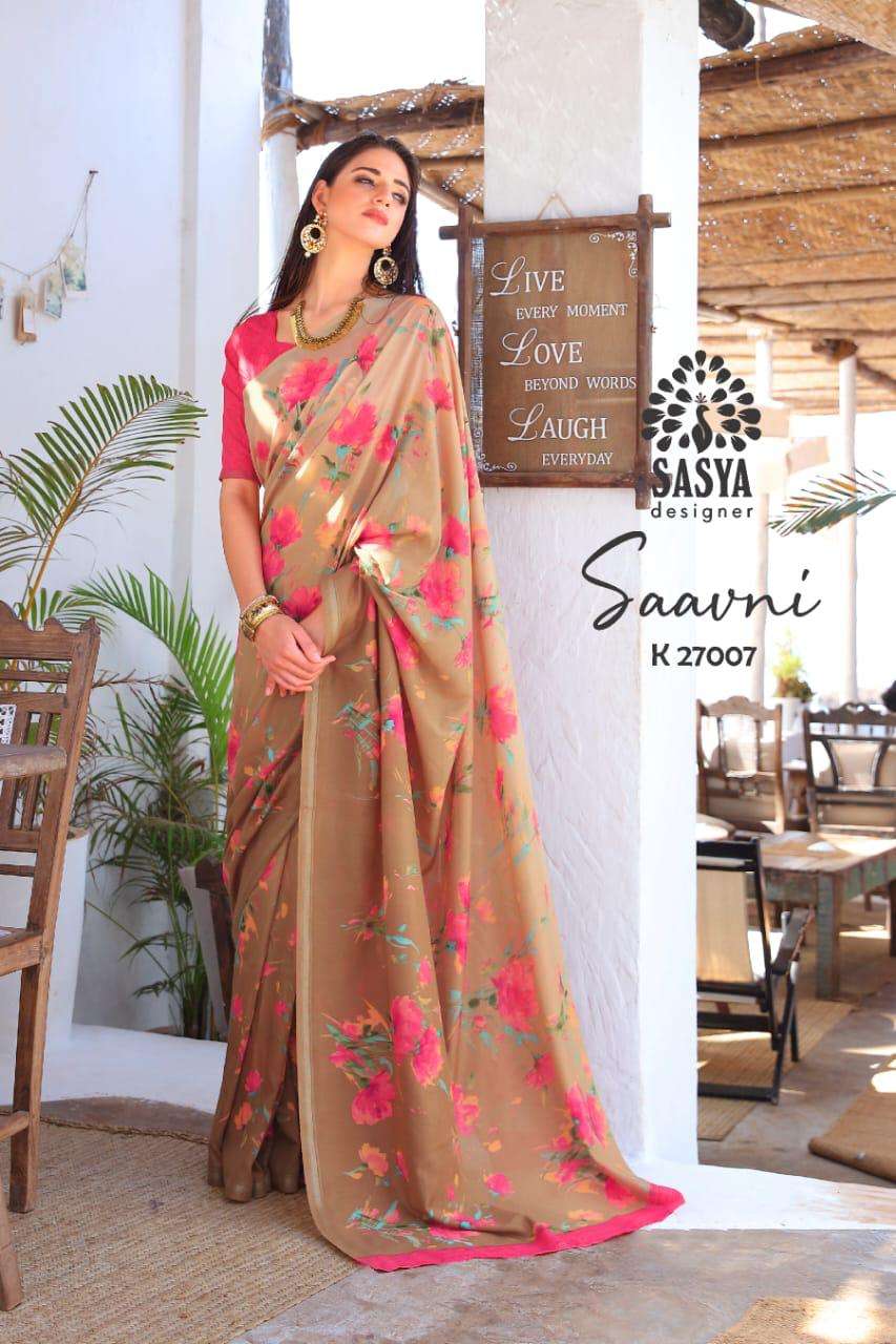 SAAVNI BY SASYA DESIGNER 27001 TO 27010 SERIES INDIAN TRADITIONAL WEAR COLLECTION BEAUTIFUL STYLISH FANCY COLORFUL PARTY WEAR & OCCASIONAL WEAR MAL MAL COTTON SAREES AT WHOLESALE PRICE