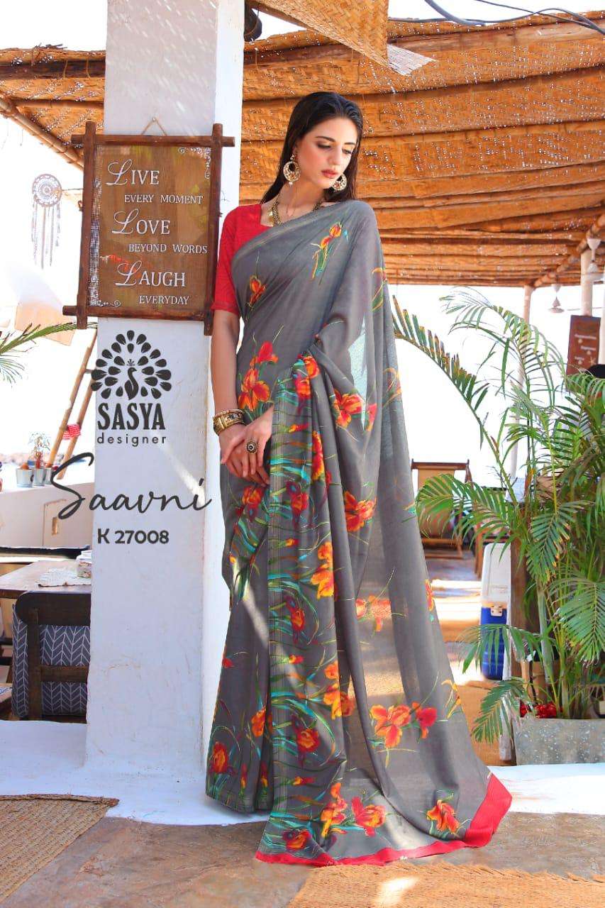 SAAVNI BY SASYA DESIGNER 27001 TO 27010 SERIES INDIAN TRADITIONAL WEAR COLLECTION BEAUTIFUL STYLISH FANCY COLORFUL PARTY WEAR & OCCASIONAL WEAR MAL MAL COTTON SAREES AT WHOLESALE PRICE
