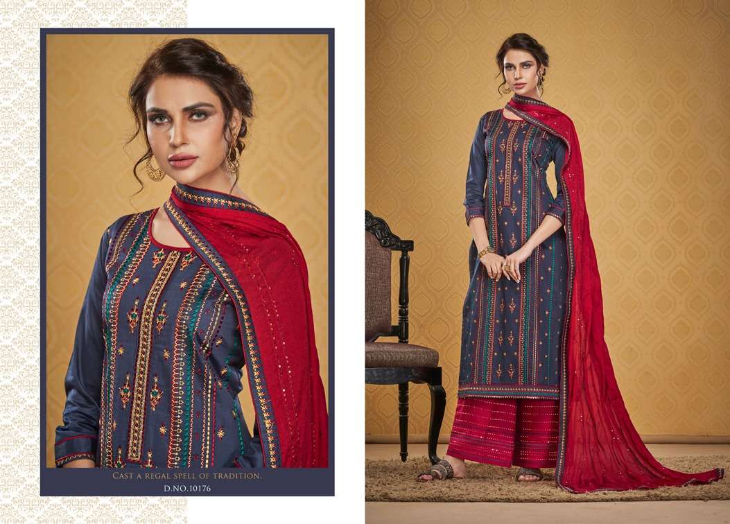 SAFARI BY RAMAIYA 10171 TO 10178 SERIES BEAUTIFUL SUITS STYLISH FANCY COLORFUL PARTY WEAR & OCCASIONAL WEAR JAM SILK WITH EMBROIDERY DRESSES AT WHOLESALE PRICE