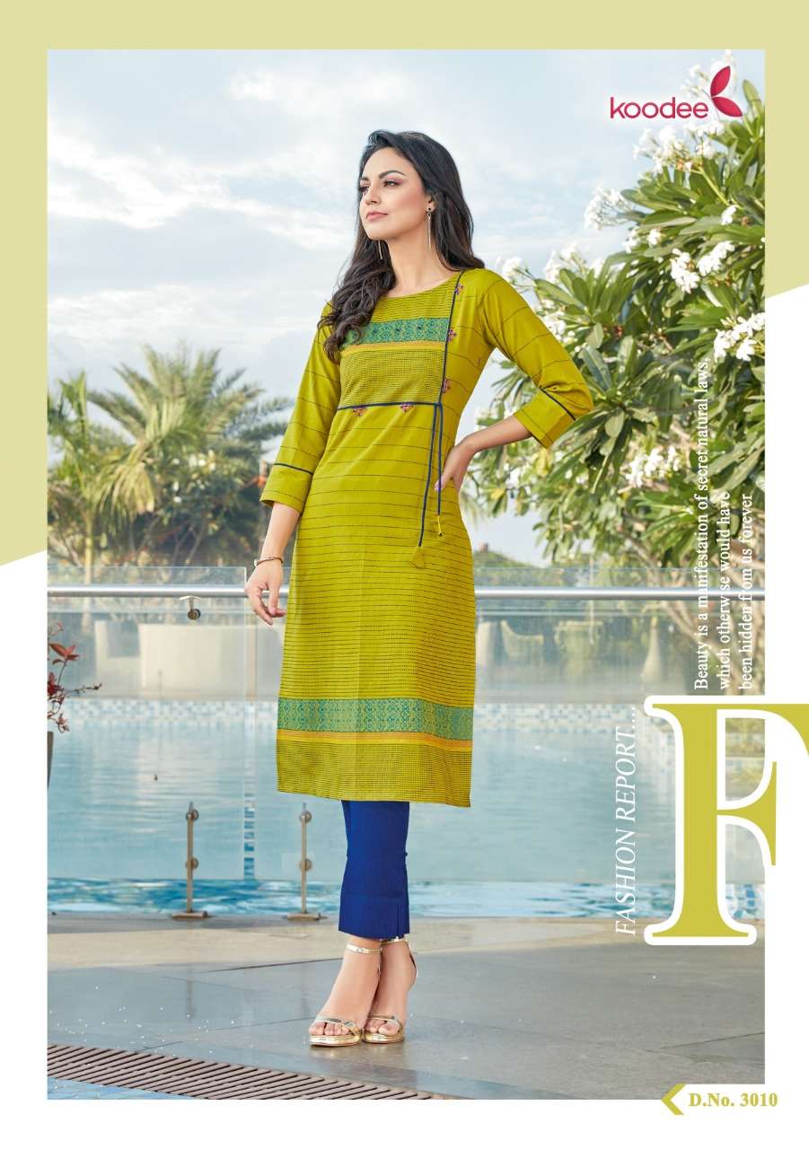 PANIHARI VOL-2 BY KOODEE 3007 TO 3011 SERIES STYLISH FANCY BEAUTIFUL COLORFUL CASUAL WEAR & ETHNIC WEAR WEAVING HANDLOOM COTTON KURTIS AT WHOLESALE PRICE
