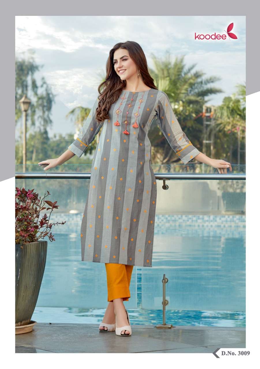 PANIHARI VOL-2 BY KOODEE 3007 TO 3011 SERIES STYLISH FANCY BEAUTIFUL COLORFUL CASUAL WEAR & ETHNIC WEAR WEAVING HANDLOOM COTTON KURTIS AT WHOLESALE PRICE