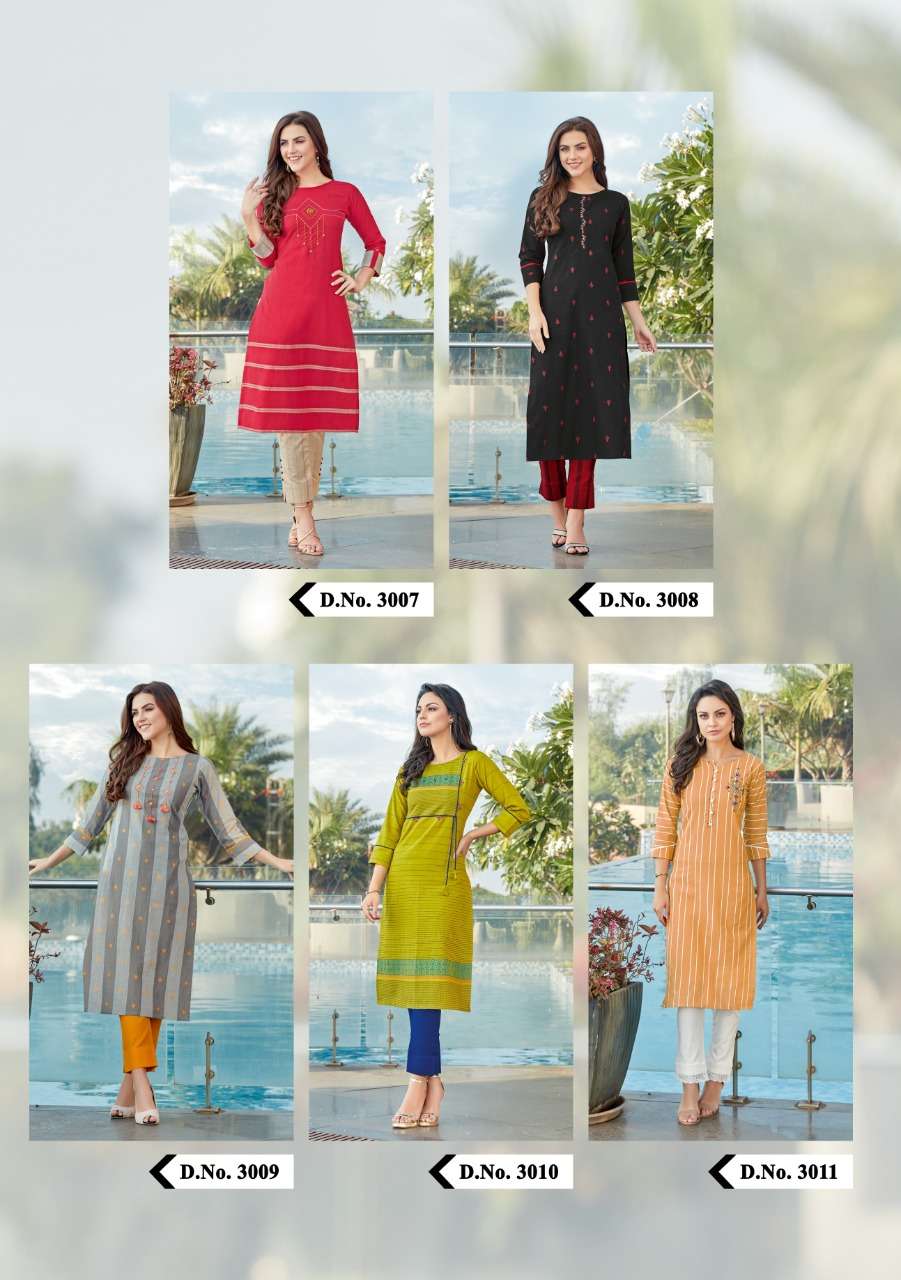 PANIHARI VOL-2 BY KOODEE 3007 TO 3011 SERIES STYLISH FANCY BEAUTIFUL COLORFUL CASUAL WEAR & ETHNIC WEAR WEAVING HANDLOOM COTTON KURTIS AT WHOLESALE PRICE