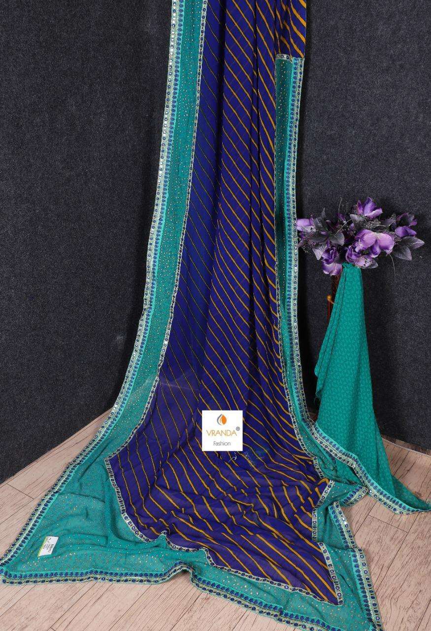 BANDHNI VOL-4 BY VRANDA FASHION 4001 TO 4014 SERIES INDIAN TRADITIONAL WEAR COLLECTION BEAUTIFUL STYLISH FANCY COLORFUL PARTY WEAR & OCCASIONAL WEAR GEORGETTE EMBROIDERED SAREES AT WHOLESALE PRICE