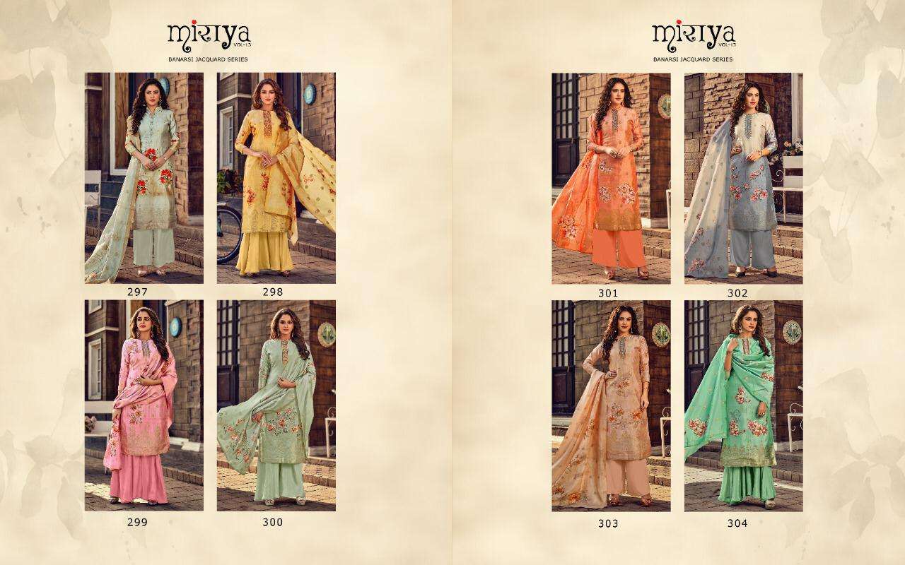 MIRAYA VOL-14 BY AARAV TRENDZ 297 TO 304 SERIES DESIGNER SHARARA SUITS BEAUTIFUL STYLISH FANCY COLORFUL PARTY WEAR & OCCASIONAL WEAR BANARASI JACQUARD DIGITAL PRINTED DRESSES AT WHOLESALE PRICE