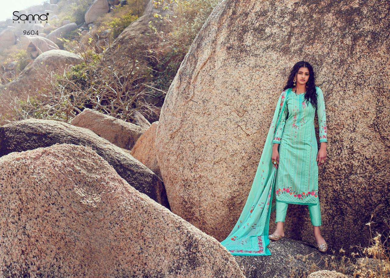 SAHEERA BY SANNA FASHION 9601 TO 6910 SERIES BEAUTIFUL SUITS STYLISH FANCY COLORFUL PARTY WEAR & OCCASIONAL WEAR PURE AZ COTTON JAM SILK DIGITAL PRINTED DRESSES AT WHOLESALE PRICE