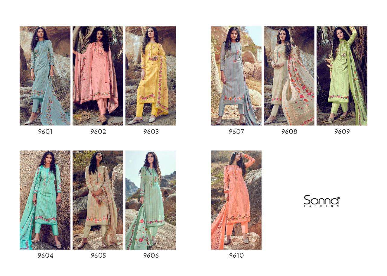 SAHEERA BY SANNA FASHION 9601 TO 6910 SERIES BEAUTIFUL SUITS STYLISH FANCY COLORFUL PARTY WEAR & OCCASIONAL WEAR PURE AZ COTTON JAM SILK DIGITAL PRINTED DRESSES AT WHOLESALE PRICE