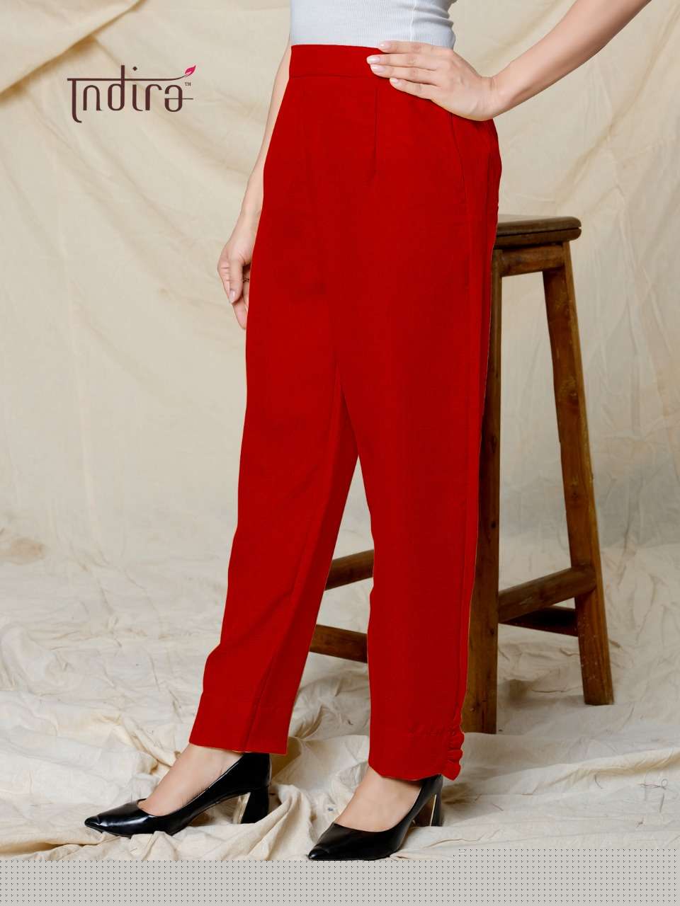 INDIRA LINEN PANTS BY INDIRA 01 TO 09 SERIES BEAUTIFUL STYLISH FANCY COLORFUL CASUAL WEAR & ETHNIC WEAR PREMIER POLYSTER PANTS AT WHOLESALE PRICE