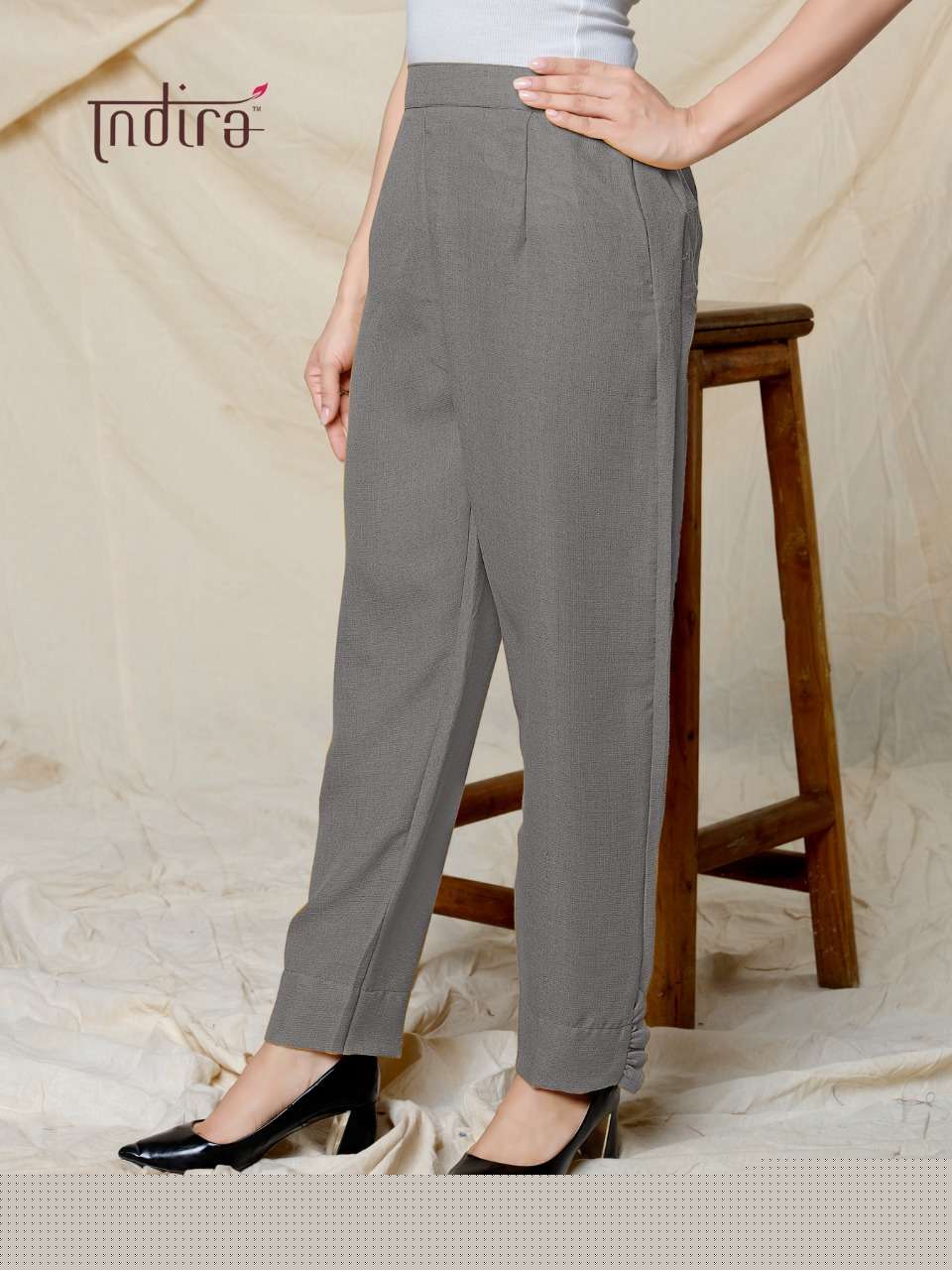 INDIRA LINEN PANTS BY INDIRA 01 TO 09 SERIES BEAUTIFUL STYLISH FANCY COLORFUL CASUAL WEAR & ETHNIC WEAR PREMIER POLYSTER PANTS AT WHOLESALE PRICE