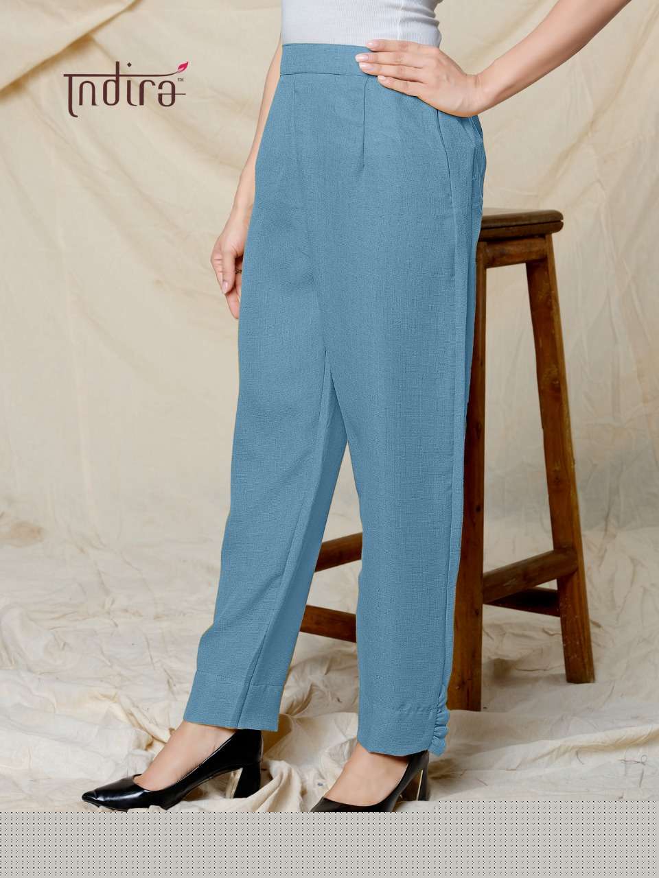INDIRA LINEN PANTS BY INDIRA 01 TO 09 SERIES BEAUTIFUL STYLISH FANCY COLORFUL CASUAL WEAR & ETHNIC WEAR PREMIER POLYSTER PANTS AT WHOLESALE PRICE
