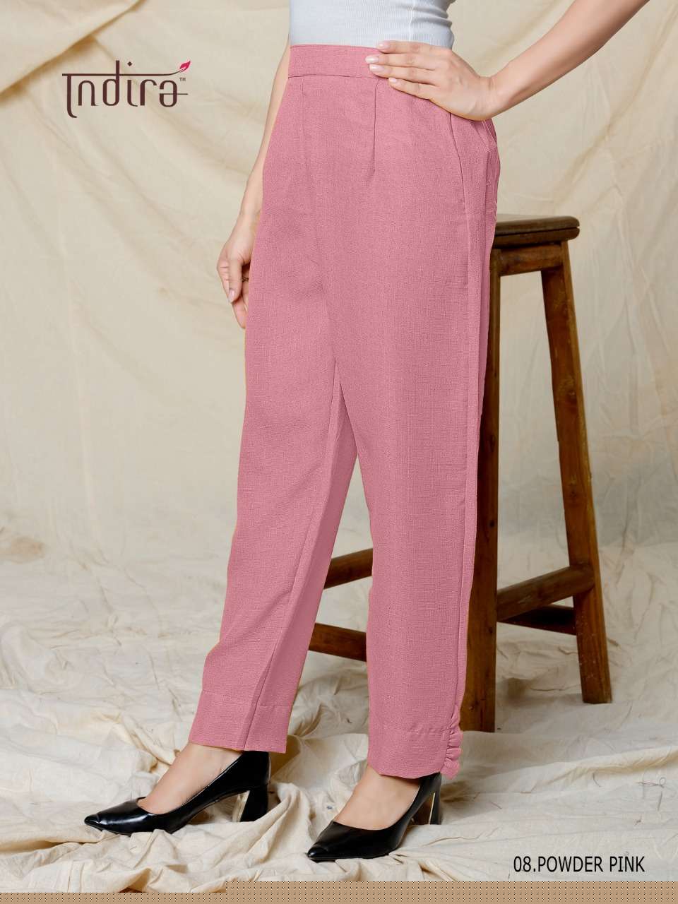 INDIRA LINEN PANTS BY INDIRA 01 TO 09 SERIES BEAUTIFUL STYLISH FANCY COLORFUL CASUAL WEAR & ETHNIC WEAR PREMIER POLYSTER PANTS AT WHOLESALE PRICE