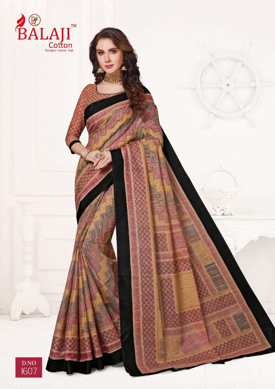 LEELAVATHI VOL-6 BY BALAJI COTTON 1601 TO 1630 SERIES INDIAN TRADITIONAL WEAR COLLECTION BEAUTIFUL STYLISH FANCY COLORFUL PARTY WEAR & OCCASIONAL WEAR COTTON SAREE WITH B.P SAREES AT WHOLESALE PRICE