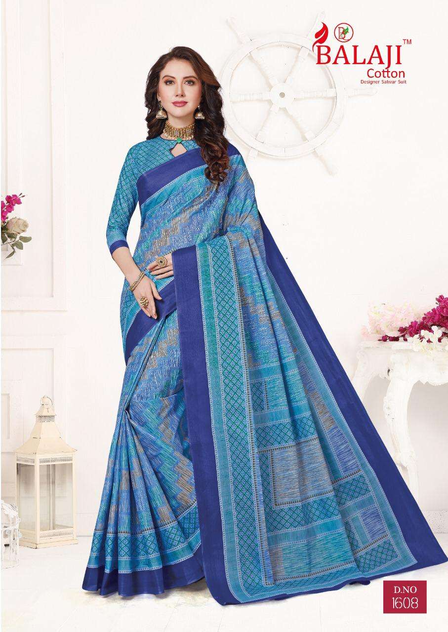 LEELAVATHI VOL-6 BY BALAJI COTTON 1601 TO 1630 SERIES INDIAN TRADITIONAL WEAR COLLECTION BEAUTIFUL STYLISH FANCY COLORFUL PARTY WEAR & OCCASIONAL WEAR COTTON SAREE WITH B.P SAREES AT WHOLESALE PRICE